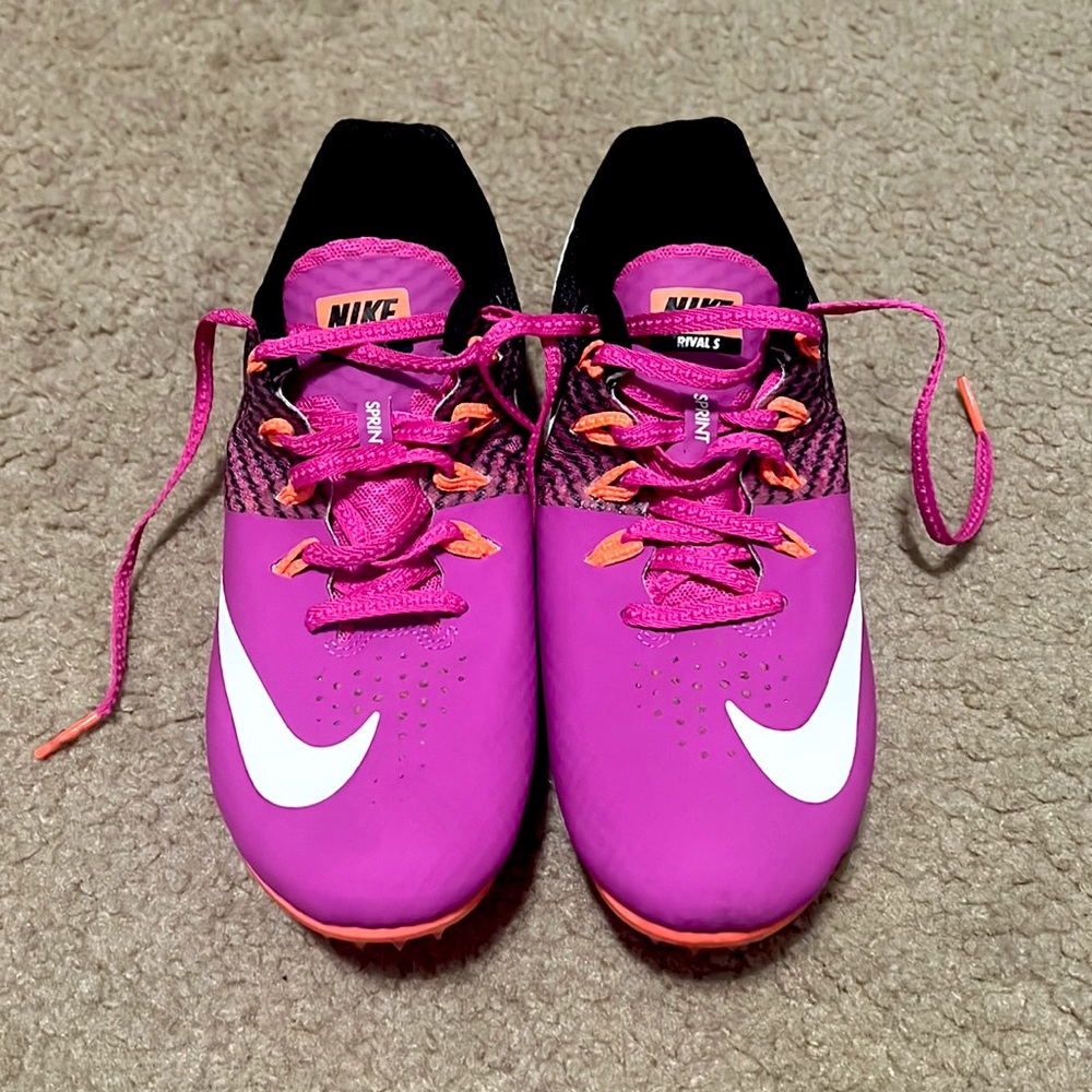 Nike Zoom Rival S 8 Sprint Track Shoes Pink Black Orange Size 8.5